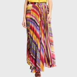 Boston Proper Pleated Rainbow Maxi Skirt, Size XS